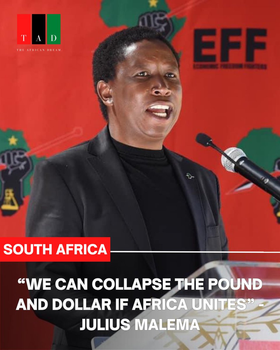 officialbakarr's tweet photo. South African politician and leader of the Economic Freedom Fighters party, Julius Malema, said Africa “can collapse the pound and dollar” if Africa unites and forms the United States of Africa.

Read more: https://t.co/dW4IhT8rMj 

#TheAfricanDream https://t.co/a1QjQ6h288
