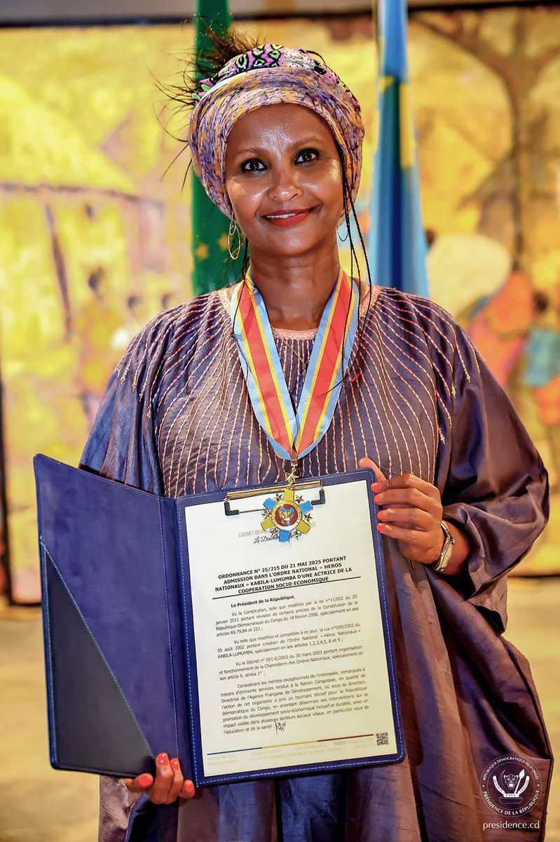 La Chambre de Commerce et d'Industrie Franco-Congolaise adresse toutes ses félicitations à <a href="/safiaotokore/">Safia ibrahim</a>, Directrice de l’AFD à Kinshasa pour son admission par le Président de la République au titre de Commandeur dans l’Ordre National « Héros Nationaux » KABILA-LUMUMBA