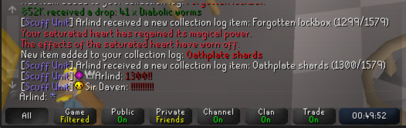 unburnt for the day to hit 1300 log slots real quick