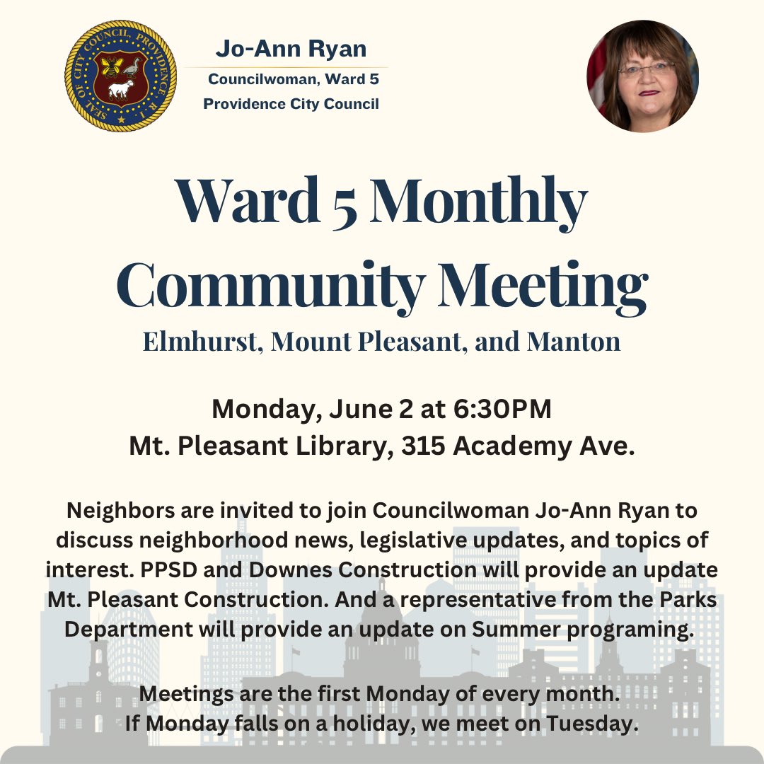 Hi Neighbors! Hope to see you there. #Ward5PVD <a href="/mtpcomlib/">Mount Pleasant Library</a> <a href="/pvdcitycouncil/">Providence City Council</a>