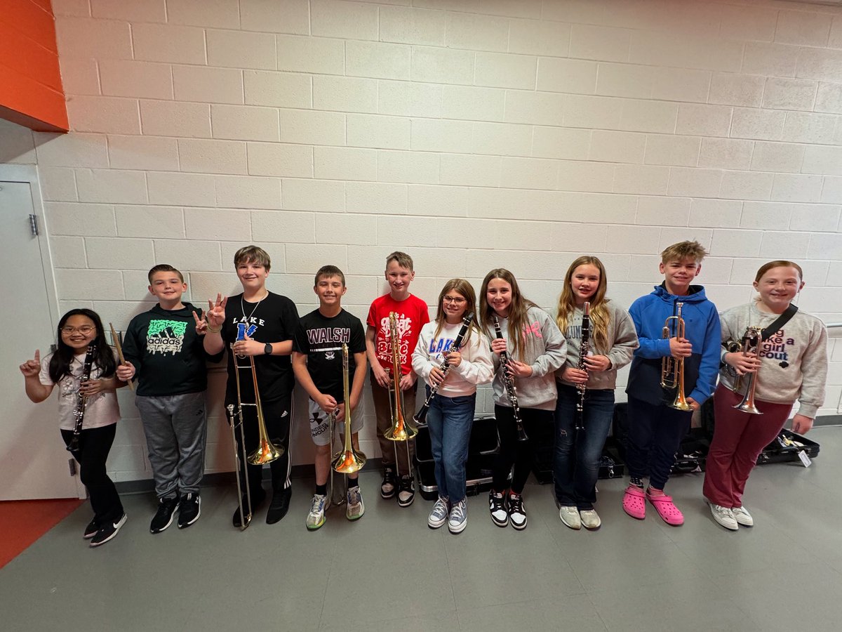 Congratulations to the Lake 5th Grade Band top 10 practice record champions of the 4th 9 weeks! Our top practicer got 3,125 minutes this 9 weeks! 🎼