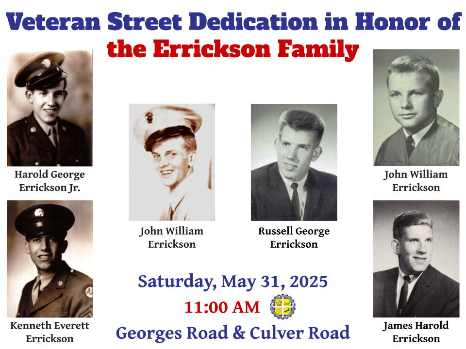 SoBrunswickTwp's tweet image. We are proud to announce a #VeteranStreetDedication in honor of the Errickson Family for their outstanding service and sacrifice.
๐
Date: Saturday, May 31, 2025
๐ Time: 11:00 AM
๐ Location: Intersection of Georges Rd and Culver Rd