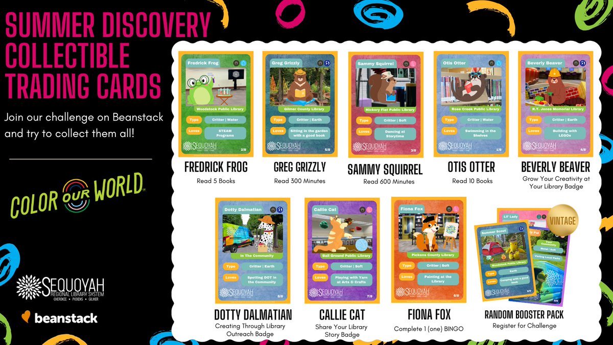 Clayton Elementary (@claytoncougars) on Twitter photo This summer, create with your dynamic destination for discovery – the Sequoyah Regional Library System! Explore programs and log reading while earning badges on a virtual bingo card from June 1st through July 31st. <a href="/CherokeeSchools/">Cherokee Co. Schools</a> #CCSDElevateTheExcellence #CESfam This summer, create with your dynamic destination for discovery – the Sequoyah Regional Library System! Explore programs and log reading while earning badges on a virtual bingo card from June 1st through July 31st. <a href="/CherokeeSchools/">Cherokee Co. Schools</a> #CCSDElevateTheExcellence #CESfam