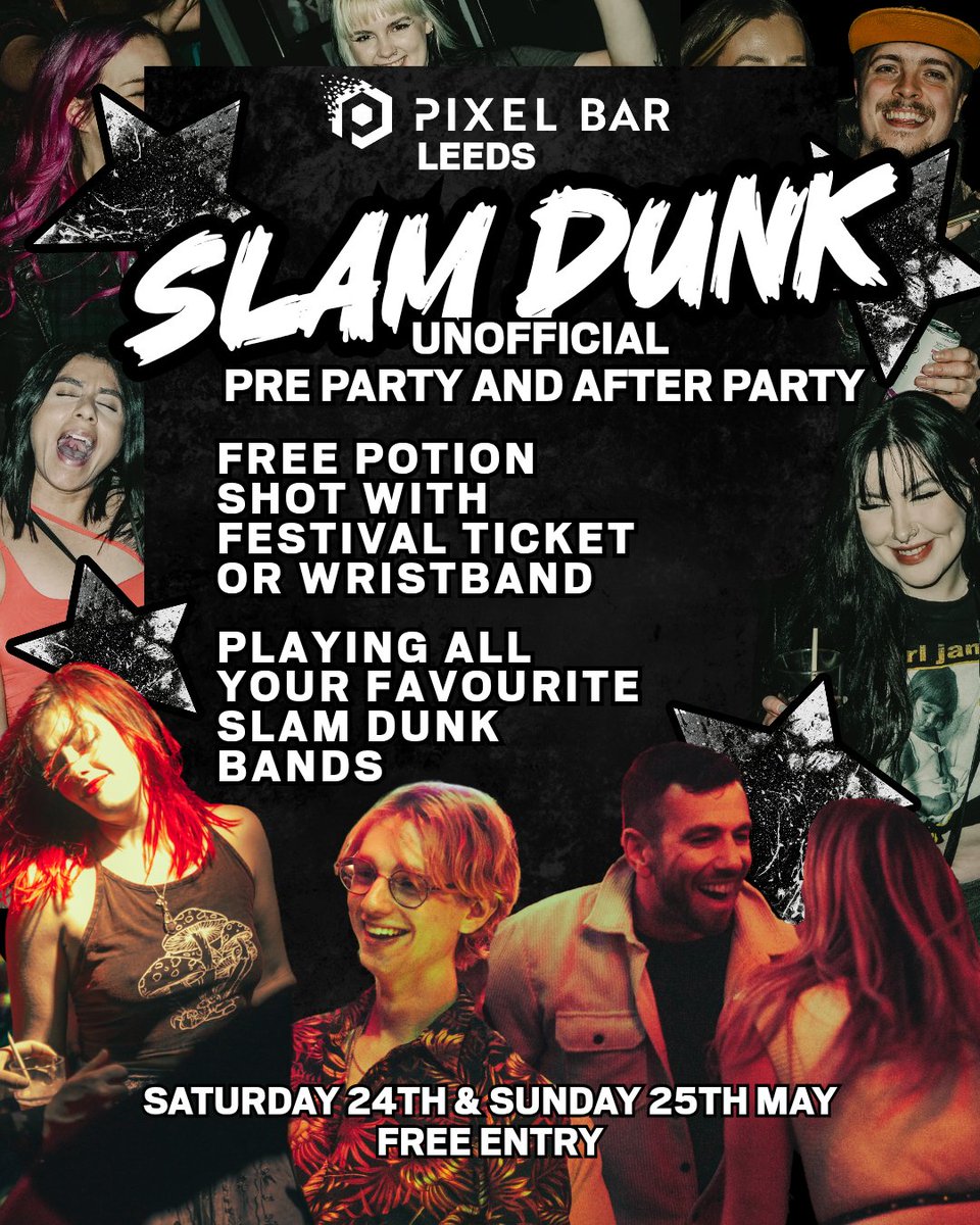 LEEDS LEEDS LEEDS! It's Slam Dunk Weekend! 🤘 

Pop in for a bev or two before or after the festival and show us your ticket for a free potion shot! 💜👾