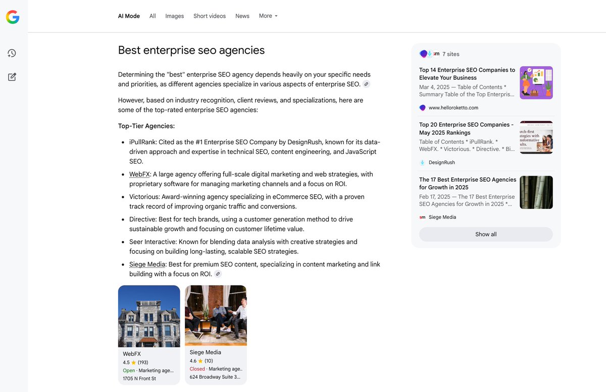 Garrett Sussman (@garrettsussman) on Twitter photo Pour one out for "Is this new?"
RIP <a href="/rustybrick/">Barry Schwartz</a>'s inbox. AI Mode will break him.
Look for new UX iterations to roll out fast and furious with AI Mode.
Replicable? Good luck.
My personal context doesn't even know your personal context exists.
Hey Barry. Is this new? Pour one out for "Is this new?"
RIP <a href="/rustybrick/">Barry Schwartz</a>'s inbox. AI Mode will break him.
Look for new UX iterations to roll out fast and furious with AI Mode.
Replicable? Good luck.
My personal context doesn't even know your personal context exists.
Hey Barry. Is this new?