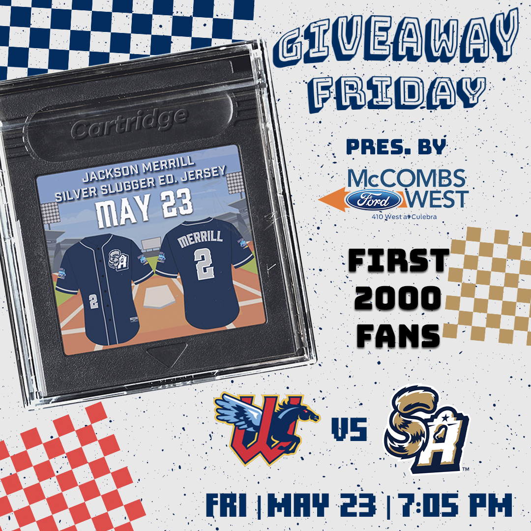 San Antonio Missions Baseball (@missionsmilb) on Twitter photo 🗣️CALLING MERRILL MADNESS
First 2000 fans get a Jackson Merrill Silver Slugger jersey thanks to <a href="/McCombsWestFord/">McCombs Ford West</a> ⚾️
🆚 <a href="/WindSurgeICT/">Wichita Wind Surge</a>
🕖First Pitch: 7:05 PM
🏟️Gates Open: 6 PM
🎟️: bit.ly/4mwUNOO 🗣️CALLING MERRILL MADNESS
First 2000 fans get a Jackson Merrill Silver Slugger jersey thanks to <a href="/McCombsWestFord/">McCombs Ford West</a> ⚾️
🆚 <a href="/WindSurgeICT/">Wichita Wind Surge</a>
🕖First Pitch: 7:05 PM
🏟️Gates Open: 6 PM
🎟️: bit.ly/4mwUNOO