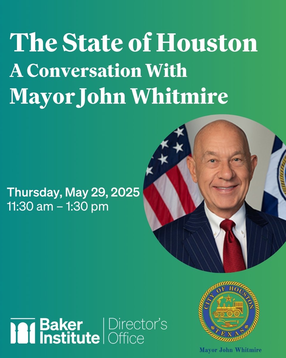 Baker Institute (@bakerinstitute) on Twitter photo 🏙️ What’s next for Houston?
<a href="/houmayor/">Houston Mayor's Office</a> John Whitmire joins <a href="/EdEmmett/">Official Ed Emmett</a> at the Baker Institute for a conversation on the city’s future, covering safety, infrastructure, economic growth, and more.
Register today: bit.ly/4j7Batx 🏙️ What’s next for Houston?
<a href="/houmayor/">Houston Mayor's Office</a> John Whitmire joins <a href="/EdEmmett/">Official Ed Emmett</a> at the Baker Institute for a conversation on the city’s future, covering safety, infrastructure, economic growth, and more.
Register today: bit.ly/4j7Batx