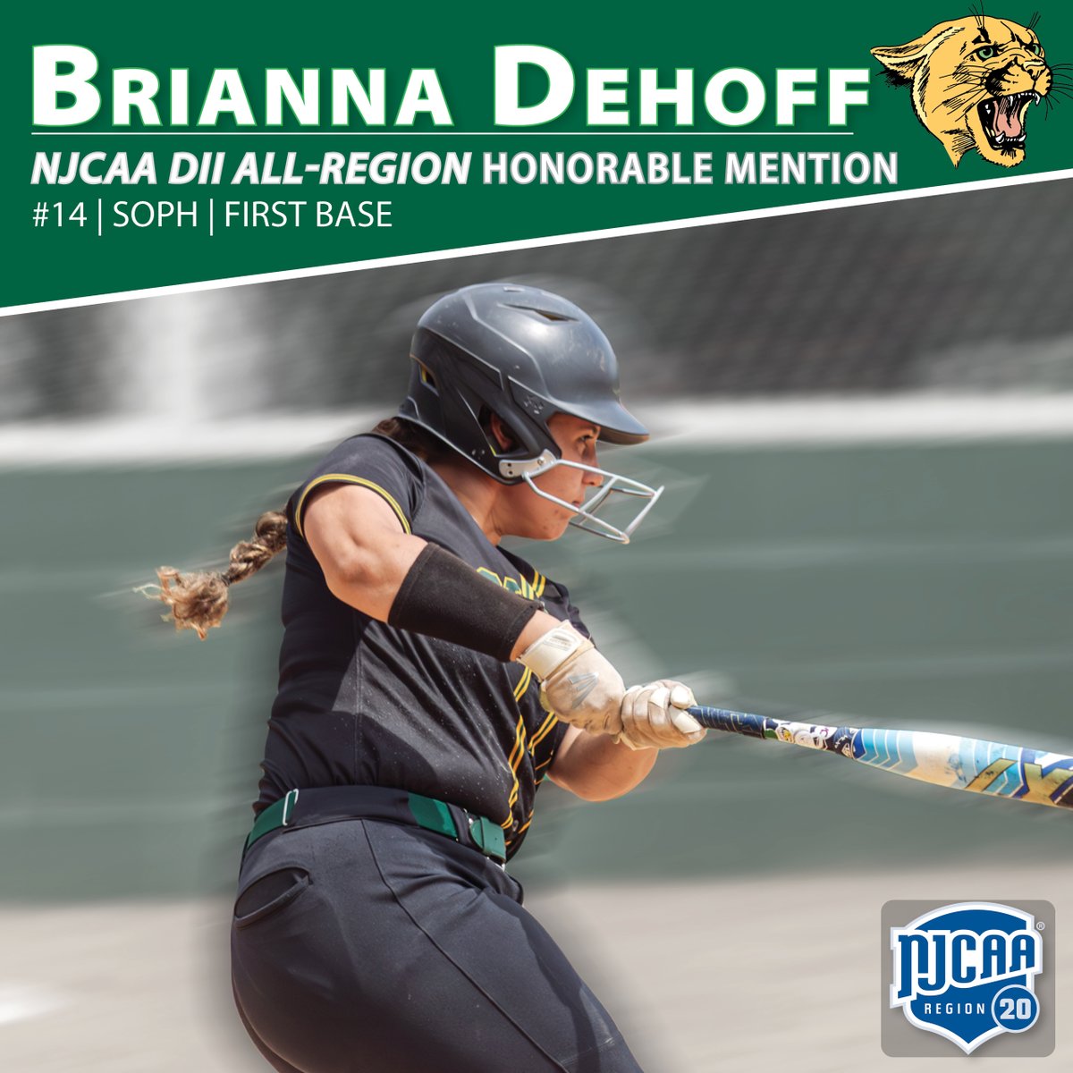Congratulations to #FCC_Cougars softball scholar-athletes Leo Cline and Brianna Dehoff for being selected to the Softball DII All-Region Team, as voted on by regional head coaches! #GoCougars