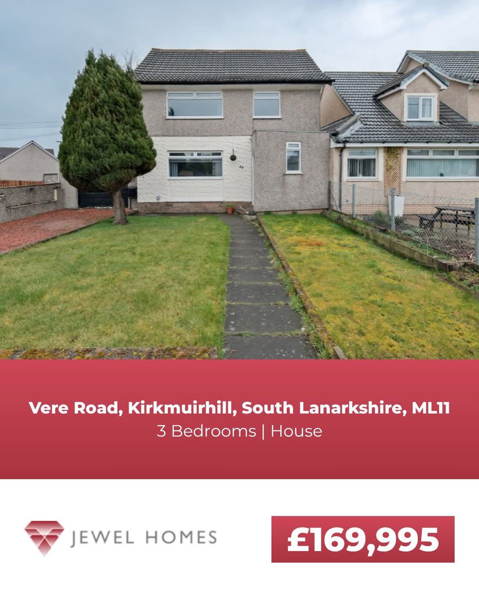 📍 Vere Road, Kirkmuirhill, South Lanarkshire, ML11
🏠 3 Bedroom, House. Offers over £169,995

For more information please visit our website or contact us via:
📞 | 01236 793426 
✉ | info@jewelhomes.co.uk
🌎 | jewelhomes.co.uk

🔥FIXED SALES FEE £600 inc VAT🔥