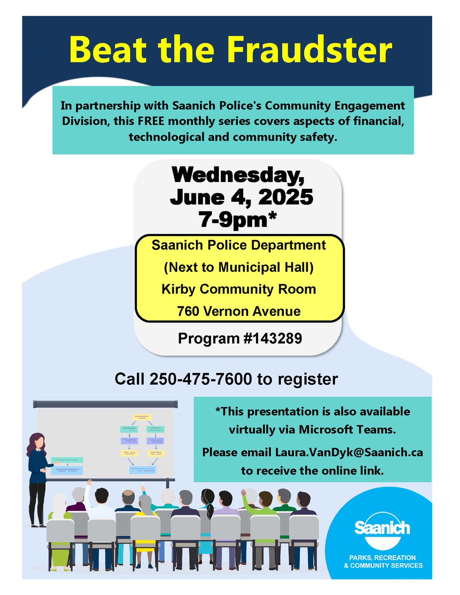 Join Our Next “Beat the Fraudster” Info Session | June 4

Learn how to protect yourself and your money from fraud! Join fraud expert Cst. Berle Zwaan for an engaging session covering financial, technological, and community safety.

📅 Date: Tuesday, June 4
📍 Attend in person or
