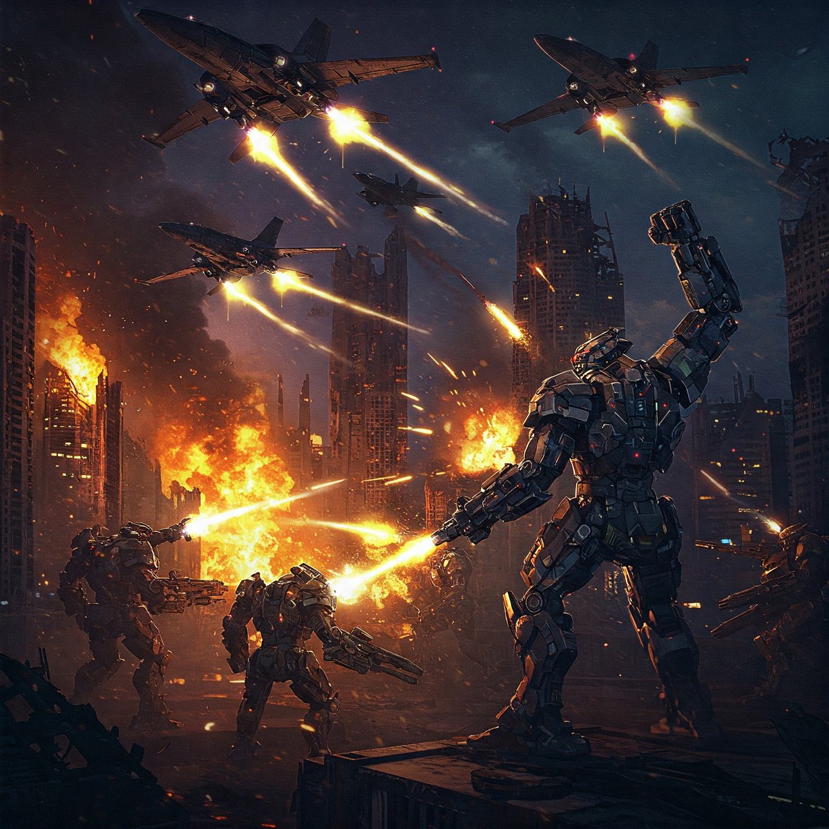 War never ends..... Protect your ass or die!! 📷
.
.
.
#cyberpunk #cyberpunkmusic #darksynth #synthmetal #metalwave #synthwave #darksynthwave #cyborg #robot #army #marines #navy #aiartwork #power #newmusic #energy #missile #war #destruction #music #ff #fantasy #fantasyart #art
