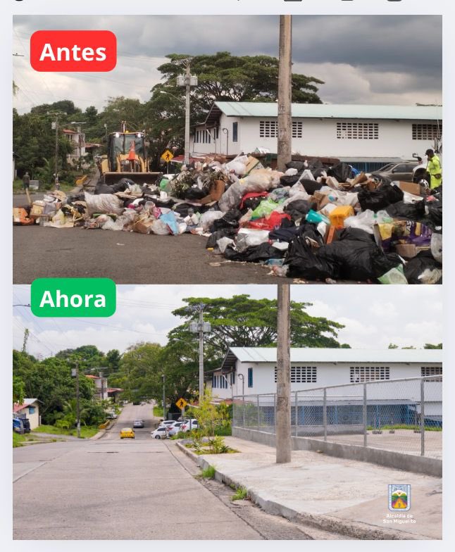 Compartiendo buenas noticias⚡️

Estamos recuperando espacios públicos y eliminando los llamados pataconcitos.
Esta vez intervenimos el área del mercado de San Librada, donde antes se acumulaban desechos.
Seguimos trabajando por un San Miguelito más limpio y más bonito.