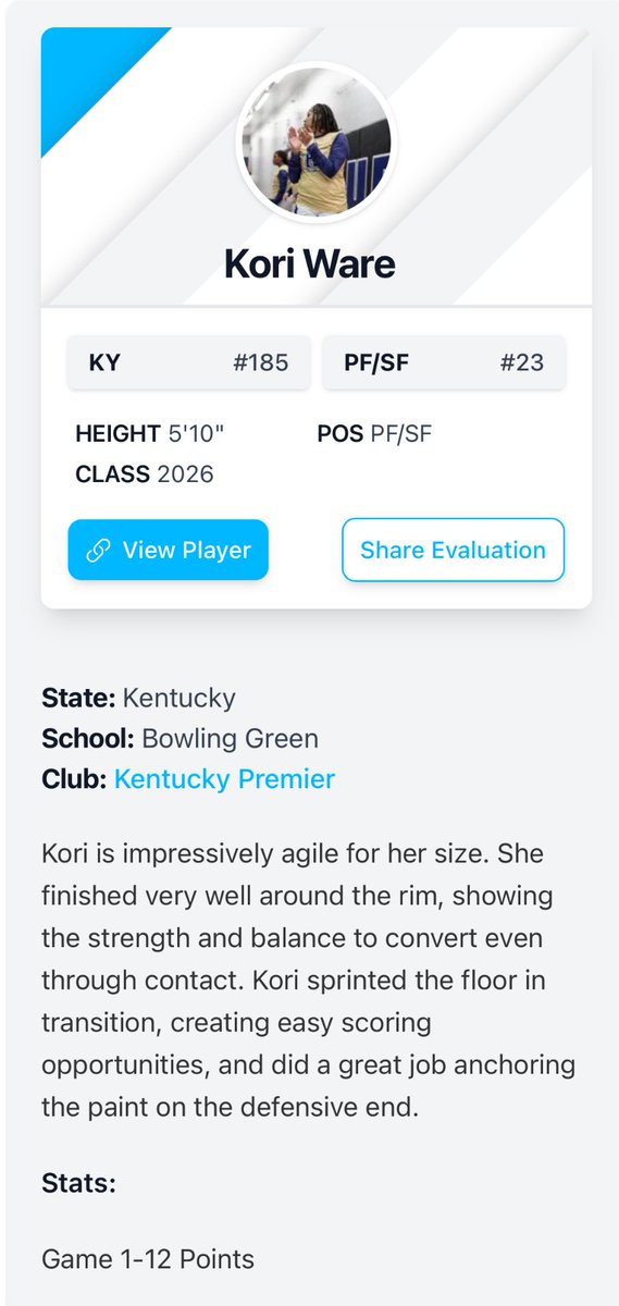 Thank you <a href="/PGHIndiana/">Prep Girls Hoops Indiana</a> for the Evaluation!