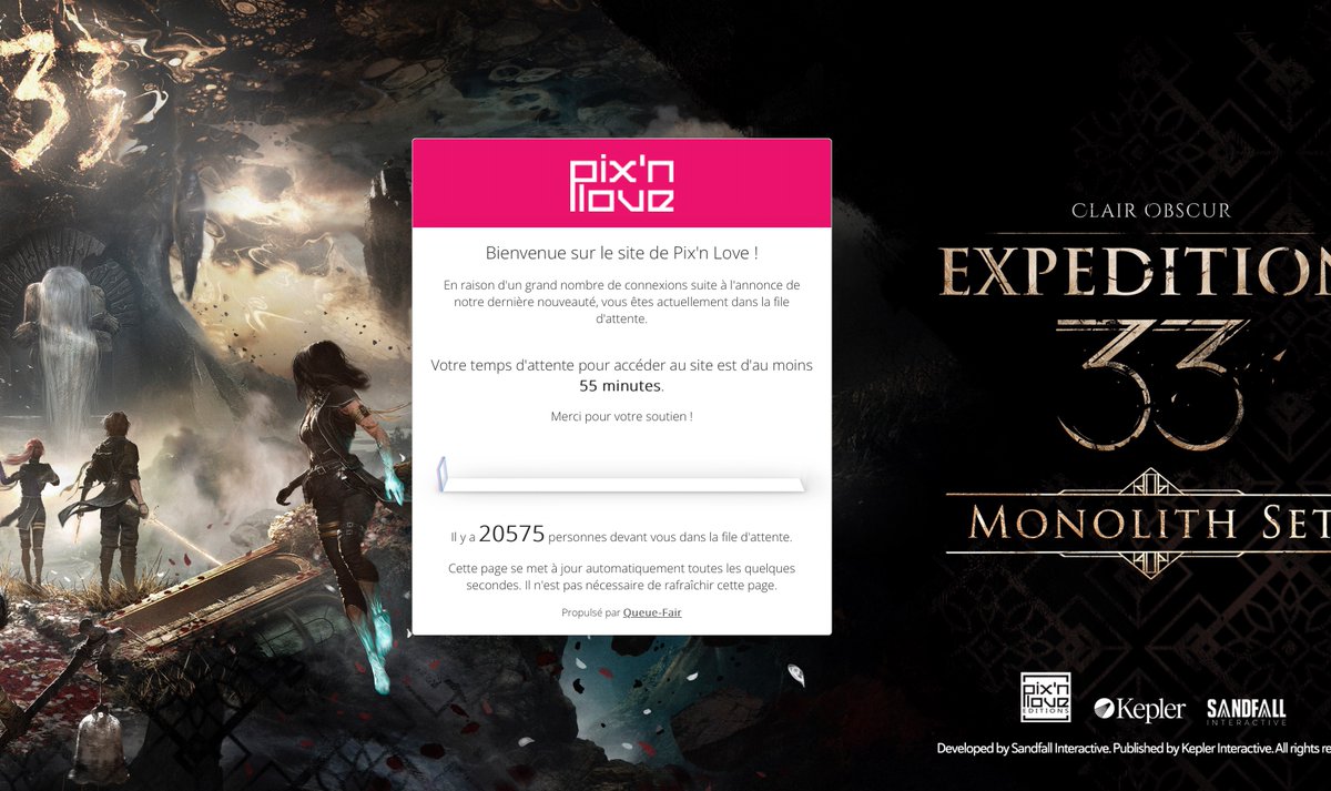 Pixnlove's tweet image. 🫵 On remercie 20 000 fois les 20 000 aventuriers actuellement dans la file d'attente pour leur patience légendaire ! 🙏 Plus qu'une aventure, c'est une expédition ! 💪