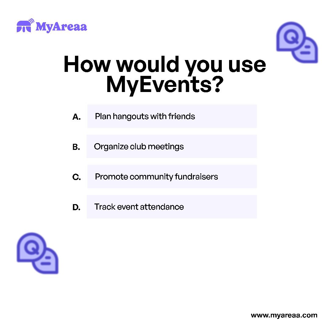 MyAreaa_inc's tweet image. We just launched MyEvents on MyAreaa and we’re curious. 

How would you use this new feature?

Let’s hear you in the comments !😊

#MyAreaa #MyEvents #PlanwithMyAreaa
#CommunityMadeEasy #CommunityCalendar
#FundraiserSupport #StayOrganized #MyEventPlanner