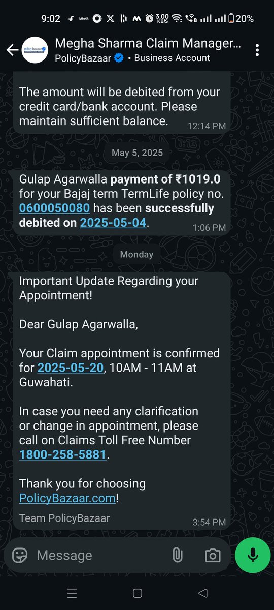 csgulap's tweet photo. @policybazaar Never buy any policy from policybazar. They will call you 100 times for buying new policy, but they will not bother to help you for claim settlement..
Appointment was made 20th for agent visit for claim settlement, but till date no agent came. https://t.co/zfcLdNEzTR