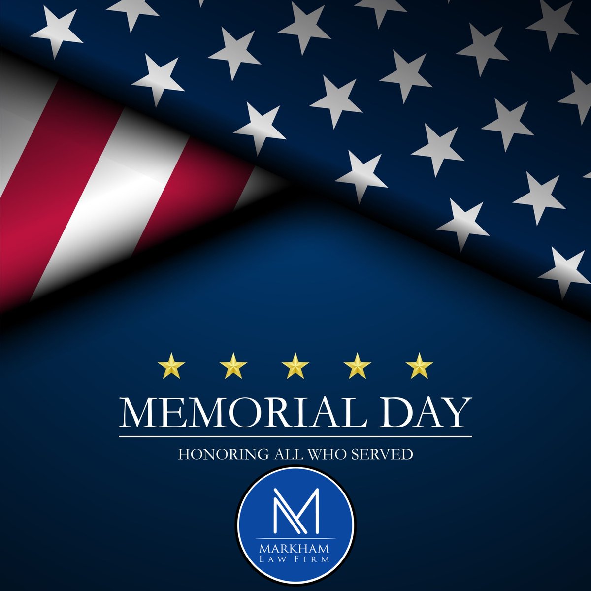 markhamlegal's tweet photo. On Memorial Day, we honor all the service members who made the ultimate sacrifice for our nation.

Today holds deep meaning for many—even members of our team and clients at Markham.

Today, we join you in honoring the bravery of our nation’s lost heroes. We are forever grateful. https://t.co/ID7LjK888K