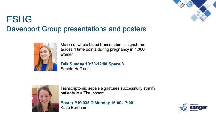 Those attending #ESHG2025 we have a talk on maternal transcriptomic signatures during pregnancy and a poster on sepsis signatures in a Thai cohort