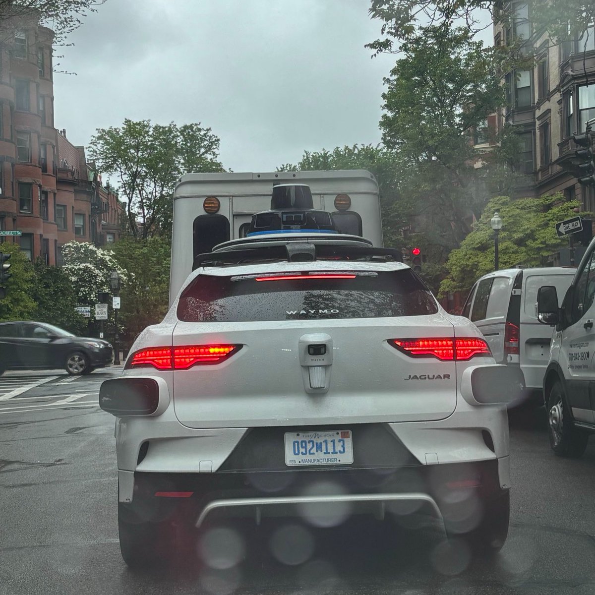 tautologer's tweet photo. my sister spotted a Waymo in Boston! https://t.co/dtNnIoSiEM