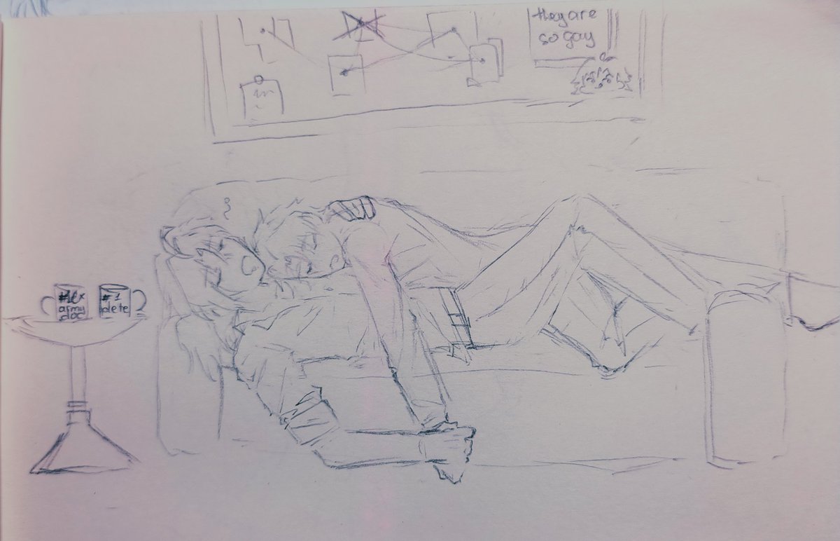 Ruby65663210's tweet photo. An absolute normal friendly no-feeling "partners" sleeping together *winks winks* 
#johnlock #MoriartyThePatriot #Yuukokunomoriarty #JohnWatson #Sherlock #YUUMORI
#johnlockmoriartythepatriot 
#MTP #sketch #theyshouldjustkiss https://t.co/hUBMvDdkbj