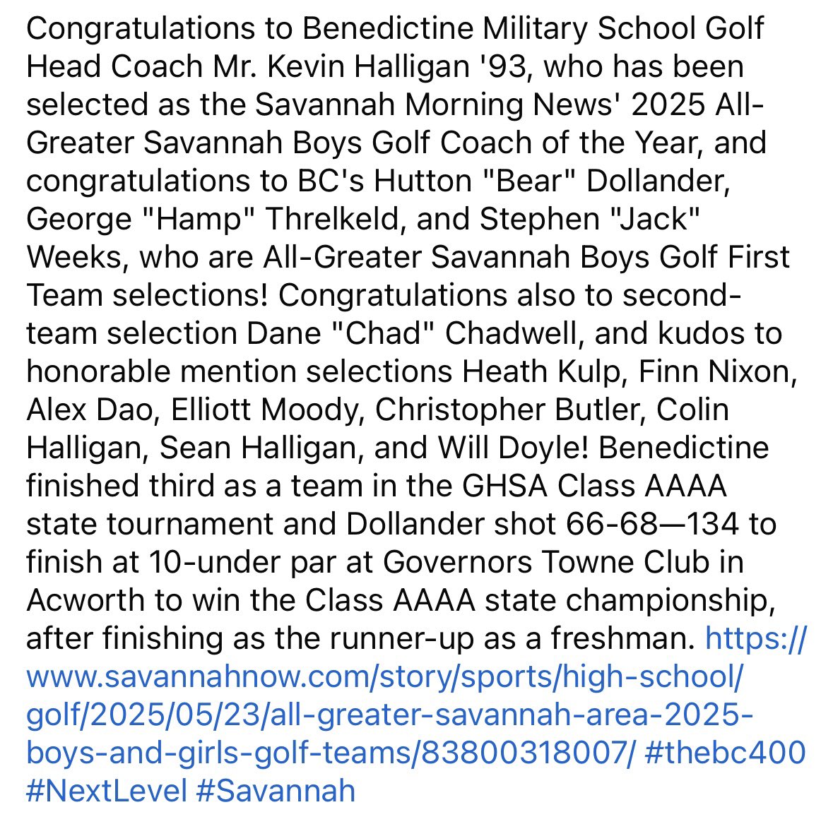 Congratulations, gentlemen! savannahnow.com/story/sports/h… #thebc400 #NextLevelBC #Savannah
