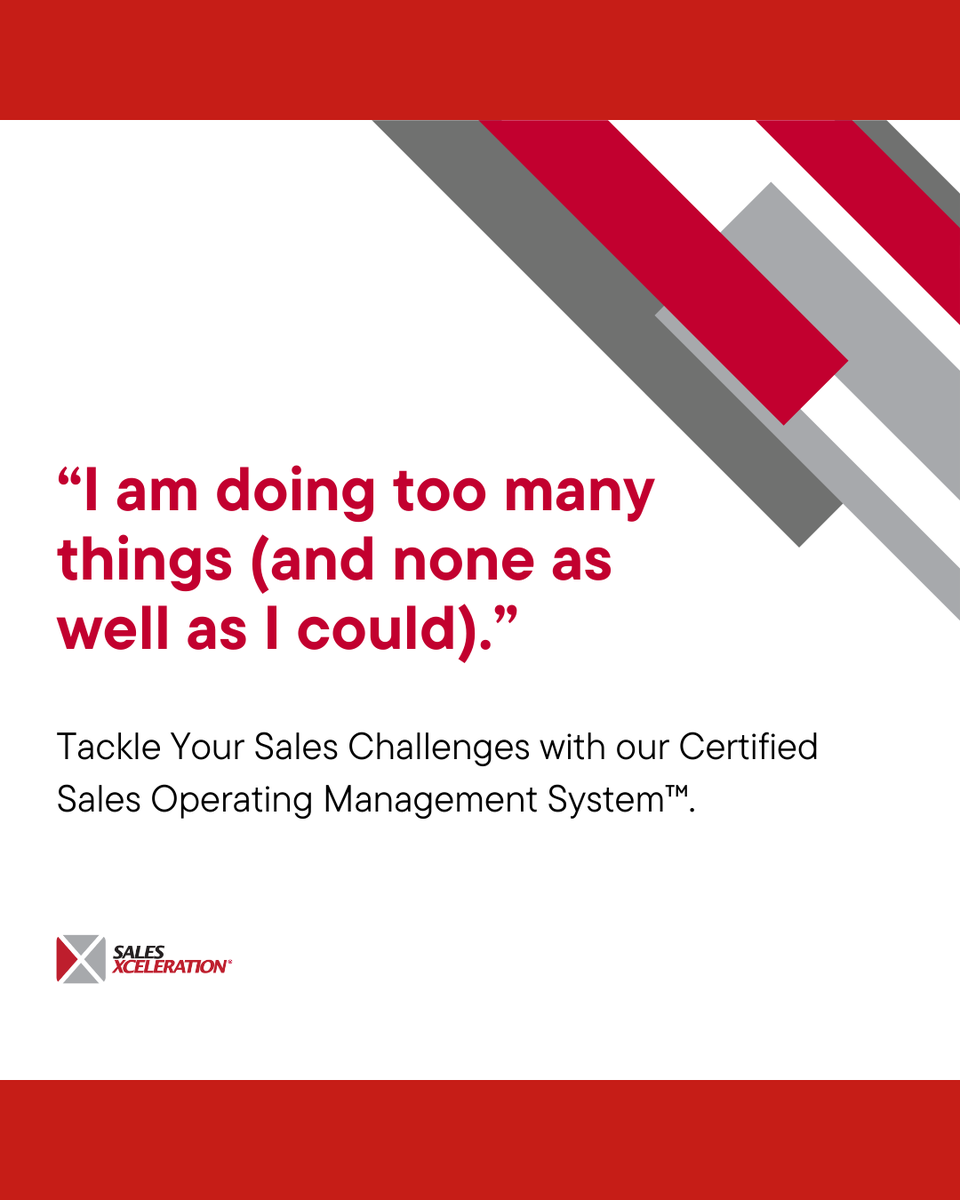 Feeling overwhelmed by sales challenges or too many spinning plates? A Certified Sales Operating Management System streamlines your process, letting you focus on what matters: driving revenue and building a winning team. DM us to learn how we make your sales management seamless.