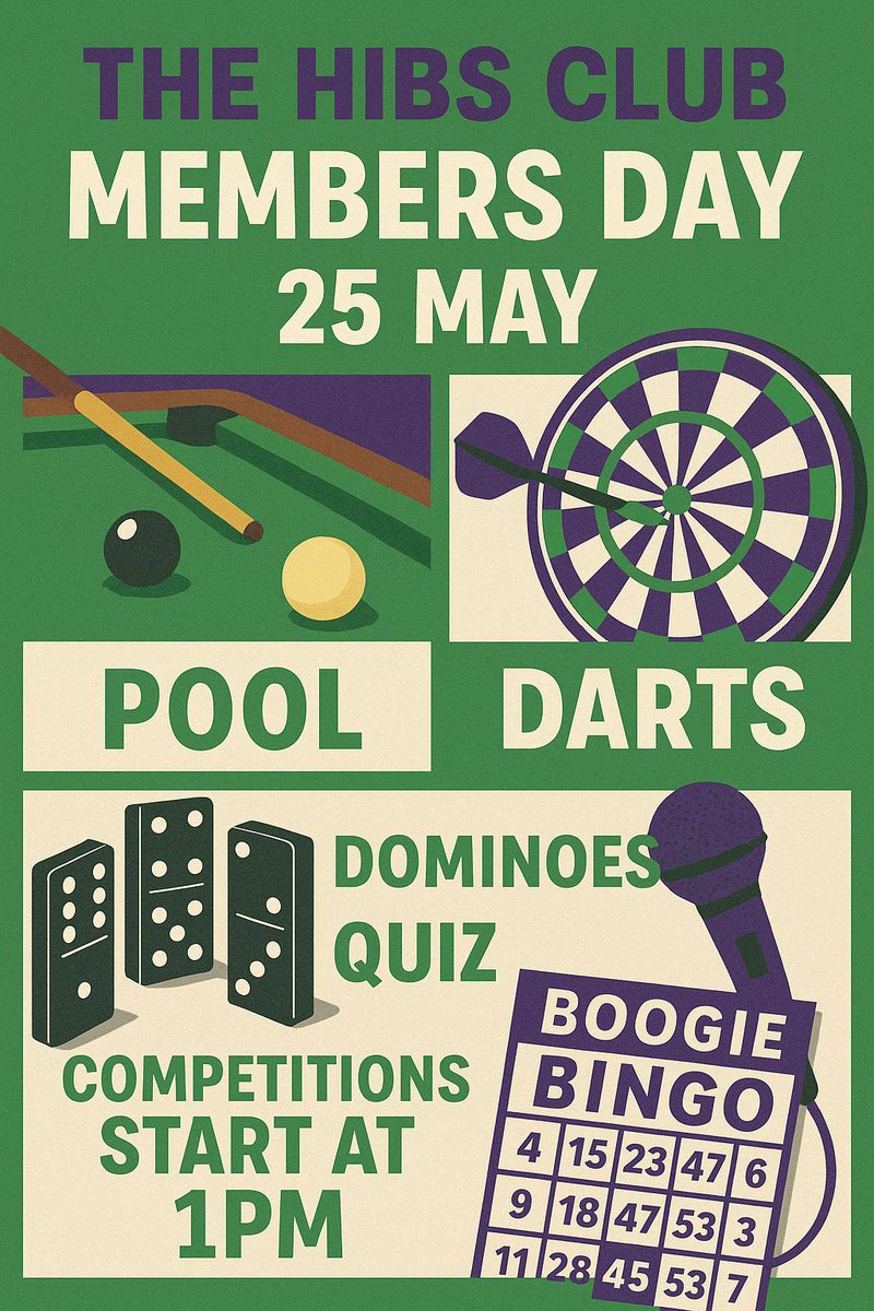 Join us this Sunday - all welcome. Competitions from 1pm, quiz from 5pm, boogie bingo from 6.30pm.