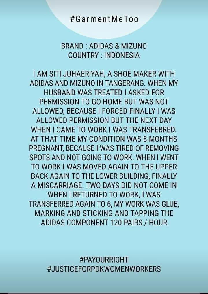 Pinah89427096's tweet photo. Sadar sadar @adidasUS @adidasoriginals  @MizunorunningCA @MizunorunningCA
 ingat buruhmu ini, untung yg kamu dapat dari hasil keringat kami..
#PayPDKWomenWorkersRight
#PayYourWorkers
@cleanclothes @GLJhub @LiPsedane https://t.co/J9JZpmwqtD