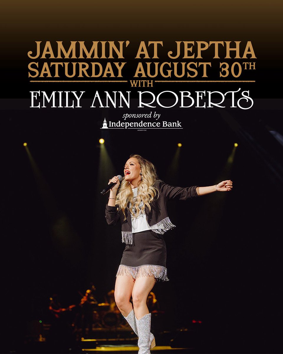 Jeptha Creed (@jepthacreed) on Twitter photo Our second Jammin’ at Jeptha of the year will feature <a href="/emilyann_music/">Emily Ann Roberts</a> on Saturday, August 30th! Get your tickets now for an evening for full of great live music, food, games & craft cocktails!
Tickets:
jepthacreed.com/event/jammin-a… Our second Jammin’ at Jeptha of the year will feature <a href="/emilyann_music/">Emily Ann Roberts</a> on Saturday, August 30th! Get your tickets now for an evening for full of great live music, food, games & craft cocktails!
Tickets:
jepthacreed.com/event/jammin-a…