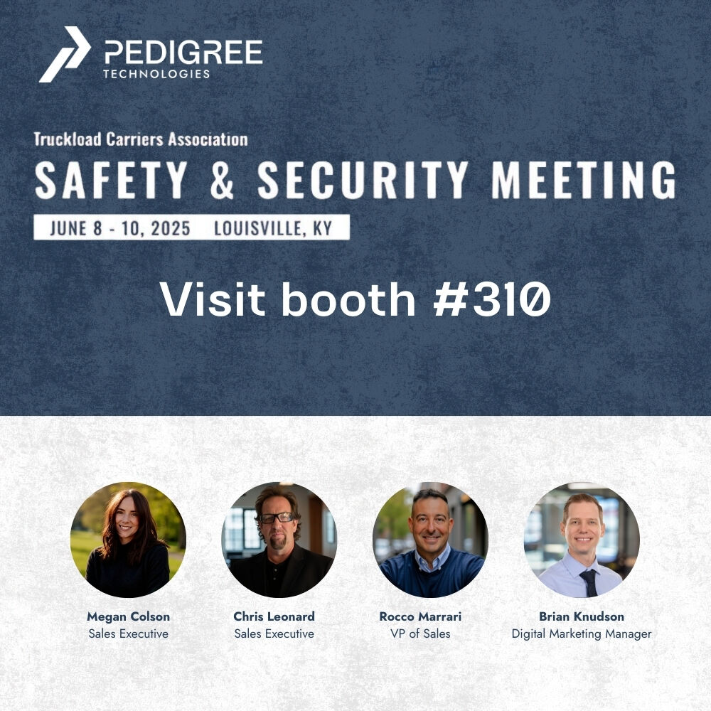 PedTech's tweet photo. Heading to Louisville for the TCA Safety &amp; Security Meeting June 8–10! Stop by booth 310 to meet Rocco, Chris, Megan, and Brian and see how we're helping fleets elevate safety. ✨

#FleetSafety #TCA2025 #PedigreeTechnologies https://t.co/8fklA1JoyR