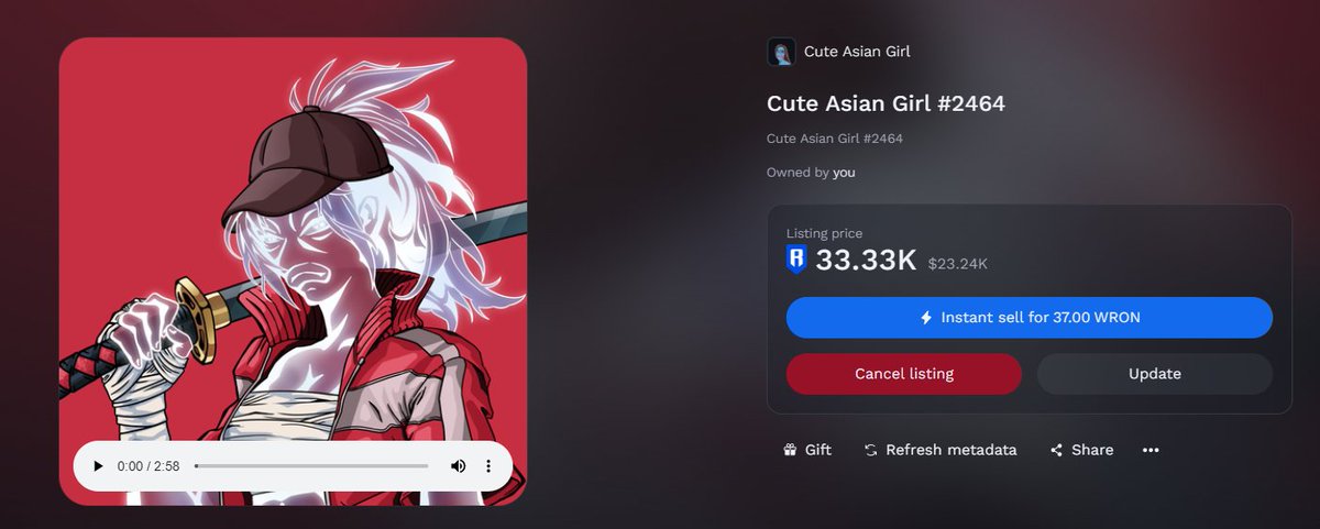 Are there people interested in JaCag NFT?
I would say it is a pretty unique NFT 1/1 CAG

Im open for offers. NFT is out there to be seen on marketplace :D
<a href="/thetickeriscag/">Cute Asian Girl $CAG</a> 
#CAG

marketplace.roninchain.com/collections/ca…

<a href="/OP_hodl3r/">𝓐𝓳𝓮𝓳𝓮 ₿𝓻𝓪𝔃𝓸𝓻𝓯 ∞/21M (✈️,🏨)</a> <a href="/jarindr/">jarindr | ( zentry arc )</a>