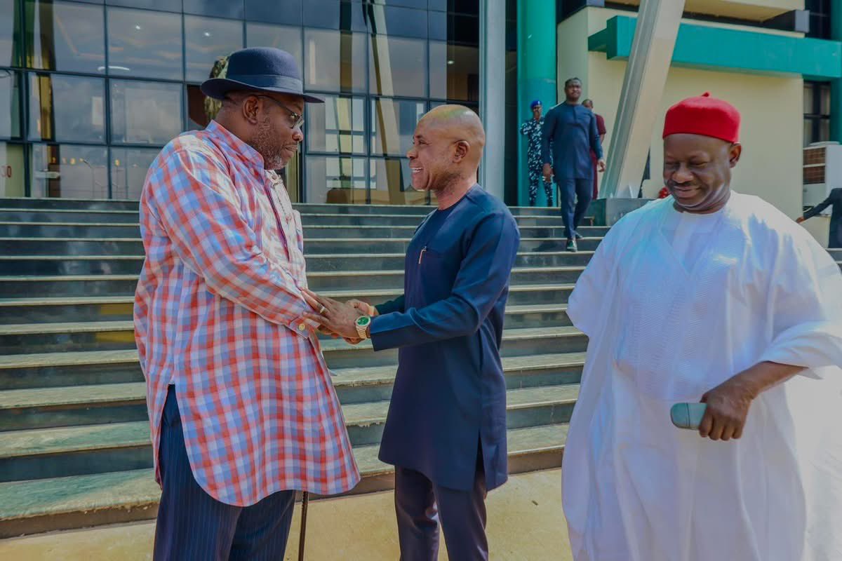 HEDankwambo's tweet photo. Today, myself, alongside the Chairman of the PDP Strategy and Way Forward Reconciliation Committee, Senator @bukolasaraki , and Senator @iamHSDickson, were in Enugu. 

Our visit is in preparation for the upcoming NEC meeting and the crucial National Convention scheduled for August in Kano. 

We remain committed to fostering unity, dialogue, and a rancor-free environment within our party, in line with the mandate of our committee. 

We were warmly received by His Excellency, Peter Mbah, whose support and leadership are vital as we work towards strengthening our party and ensuring a peaceful, inclusive transition.