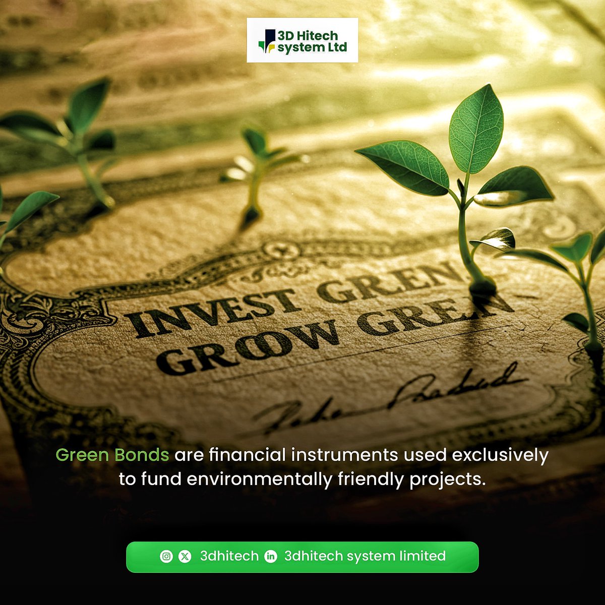 3dHitech's tweet photo. When you invest in green bonds, you're funding a greener future!

#3DHitech #GreenFinance #GreenBonds #SustainableInvesting #FinanceForGood https://t.co/KjcxupONMG