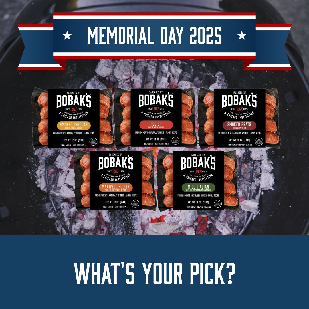 bobaks's tweet photo. Big flavors. Bigger savings.
Stock up on Bobak’s sausages at Jewel and Mariano’s this Memorial Day weekend — on sale now! https://t.co/J6inCgdeZt