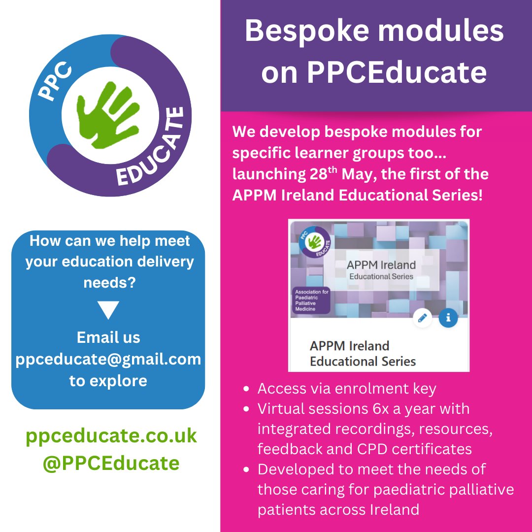 ppceducate.co.uk develops bespoke modules to meet specific learner group needs too, such as the APPM Ireland Educational Series, launching next week! Creating a virtual live learning space with integrated recording, resources, feedback &amp; CPD certificates...