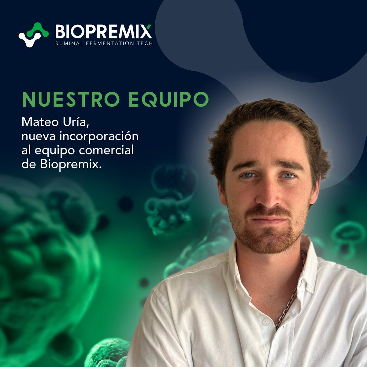 BIOPREMIX_UY's tweet photo. 🐄📈¡𝗦𝗲𝗴𝘂𝗶𝗺𝗼𝘀 𝗰𝗿𝗲𝗰𝗶𝗲𝗻𝗱𝗼ⵑ

Le damos la bienvenida a Mateo Uría, quien se suma al equipo comercial de Biopremix para seguir acompañando al productor con soluciones que mejoran la condición corporal y el consumo del ganado. https://t.co/icjiJbVjkU