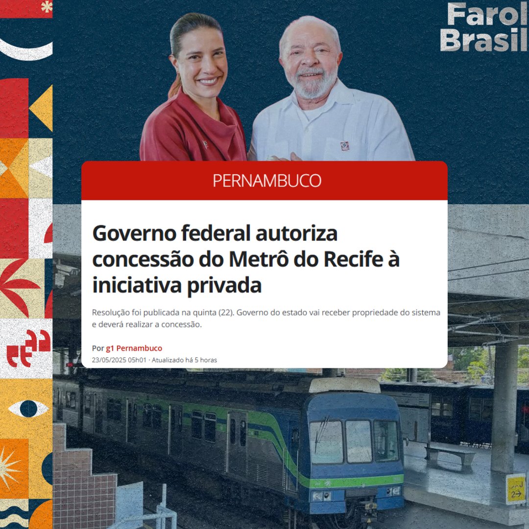 O candidato Lula, na eleição de 2022, PROMETEU que não iria privatizar o metrô do Recife. Os metroviários de Pernambuco fizeram muita campanha para Lula como meio de enterrar as ideias de privatização. Lula ganha a eleição. E o que faz? Uma parceria com Raquel Lyra para