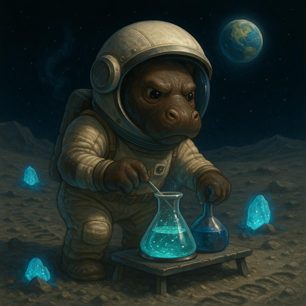 moondengmeme's tweet photo. #moondeng is whipping up a potion to conquer all planets https://t.co/DYyQugmZye