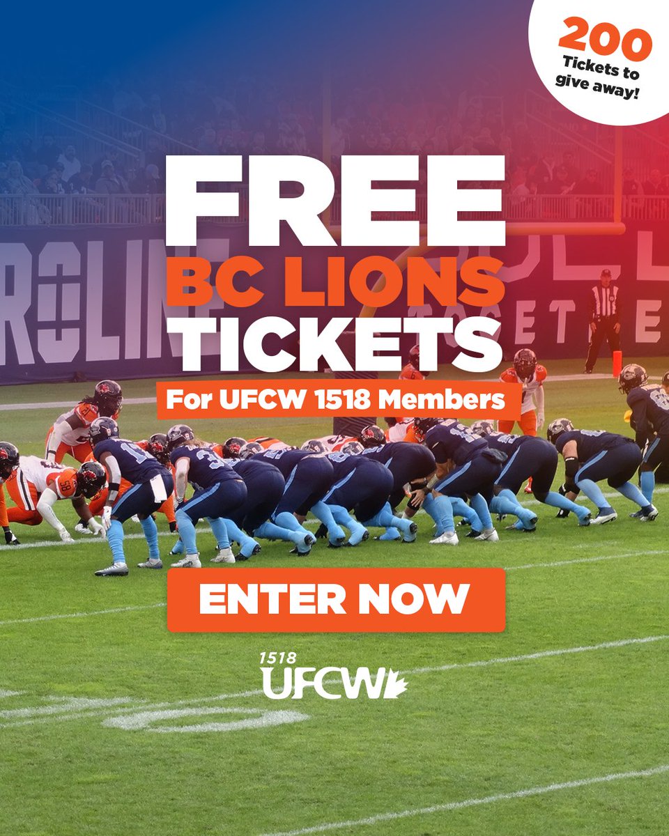 UFCW_1518's tweet image. This is your LAST CHANCE to enter our draw to win free BC Lions tickets for their home opener on June 7th (and to see great live acts including Snoop Dogg!)
To be in with a chance to win, just enter at ufcw1518.com/bc-lions-ticke… before 5PM today! 🏈