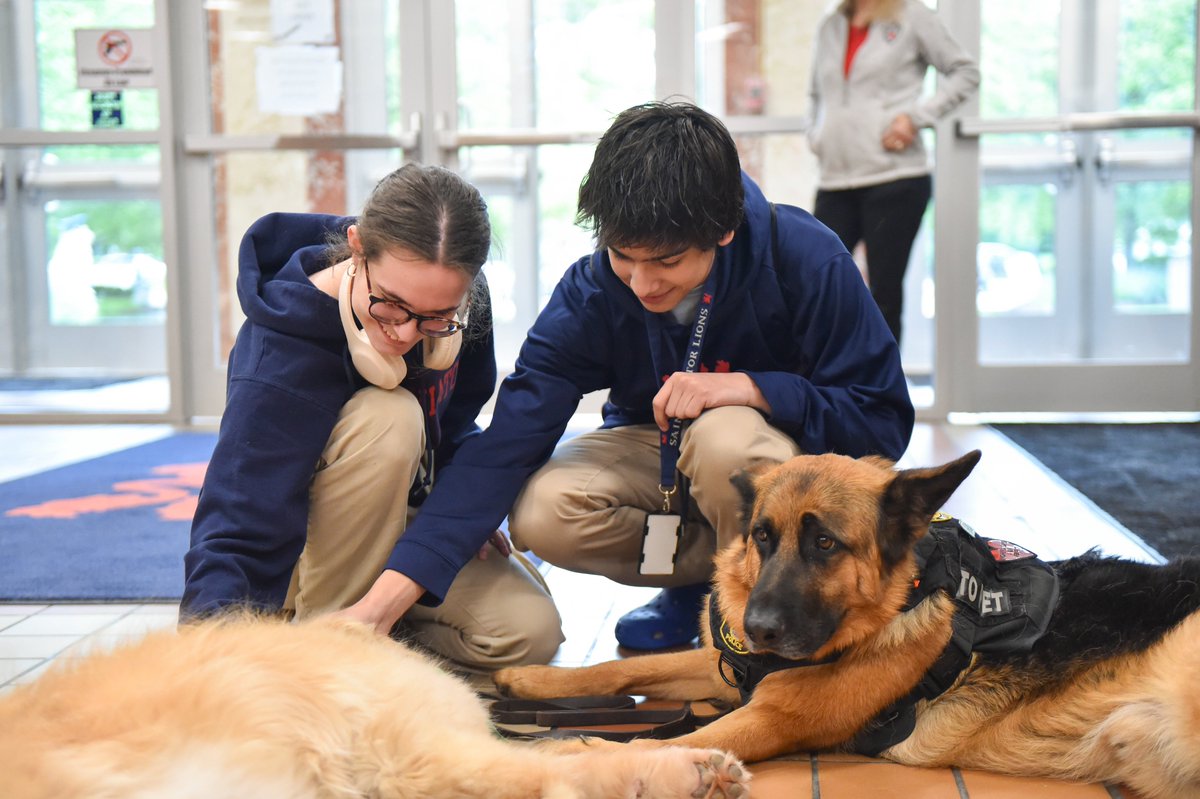Nothing like a little puppy love to ease the stress of finals—Lions took a quick paws this morning before heading into the final stretch! 🐾❤️🦁