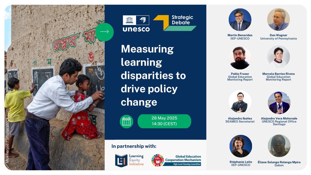 IIEP-UNESCO (@iiep_unesco) on Twitter photo On 28 May, join our #StrategicDebate "Measuring learning disparities to drive policy change" organized with the Learning Equity Initiative and <a href="/Education2030UN/">Education 2030</a>: my.iiep.unesco.org/2025-strategic…
🗣️Featuring speakers from IIEP <a href="/Penn/">Penn</a> <a href="/GEMReport/">Global Education Monitoring Report UNESCO</a> <a href="/SEAMEO_S/">SEAMEOSecretariat</a> <a href="/UNESCOSantiago/">UNESCO Santiago</a> <a href="/EducationGabon/">Ministère de l'Éducation nationale</a> On 28 May, join our #StrategicDebate "Measuring learning disparities to drive policy change" organized with the Learning Equity Initiative and <a href="/Education2030UN/">Education 2030</a>: my.iiep.unesco.org/2025-strategic…
🗣️Featuring speakers from IIEP <a href="/Penn/">Penn</a> <a href="/GEMReport/">Global Education Monitoring Report UNESCO</a> <a href="/SEAMEO_S/">SEAMEOSecretariat</a> <a href="/UNESCOSantiago/">UNESCO Santiago</a> <a href="/EducationGabon/">Ministère de l'Éducation nationale</a>
