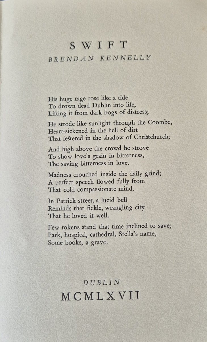 In 1967, 20 copies of this poem by the Irish poet Brendan Kennelly about Jonathan Swift were printed on a hand-press here in Marsh's Library.