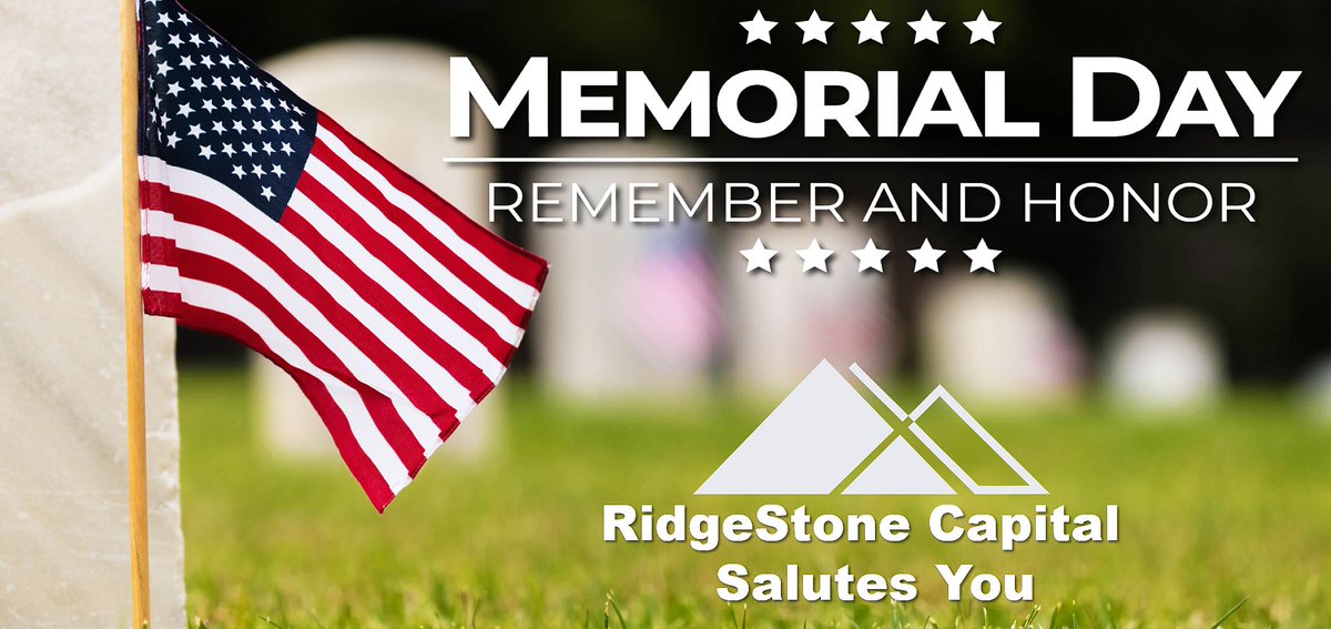 RidgeStone_Cap's tweet photo. We're sending out a huge thank you to all of those that have served for our country. We all salute you from Ridgestone Capital!

Our office will be closed on Monday 5/26/25 in observance of the holiday. We will re-open 5/27/25

#memorialday #ridgestonecapital #happymemorialday https://t.co/zY5397VWR6