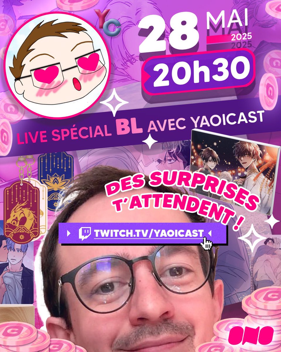 🎁 On se donne RDV ce MERCREDI 28/05 à 20h30 pour un live exceptionnel spécial <a href="/Onoofficiel/">ONO</a> !! 😍 Présentation de la plateforme de webtoons, reviews de pépites BL et… 5 lots « coins + goodies » à gagner tout au long de la soirée !! 😍
➡️ twitch.tv/yaoicast