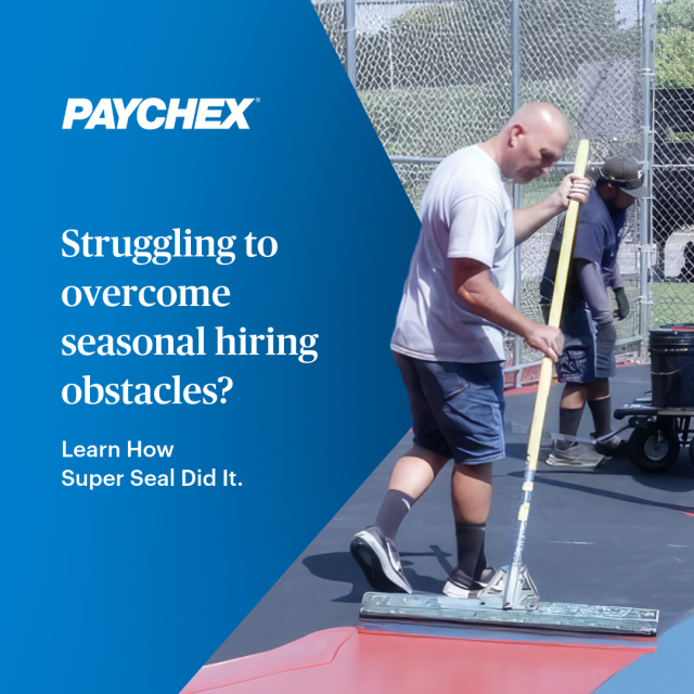 CarlMayes3's tweet photo. Seasonal hiring can be a challenge for businesses like Super Seal Sealcoating, especially when it comes to managing payroll, and streamlining the interview process. Paychex takes the stress out of regulations and deadlines, so you can focus on growth. https://t.co/tiQdFUUCbe https://t.co/o3MOUWB7Hq