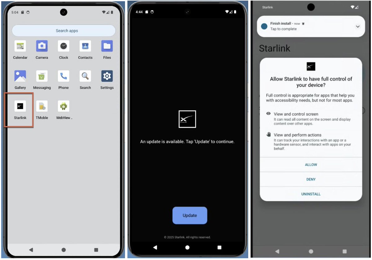 Unit 42 has identified new samples of BTMOB RAT Android malware impersonating legitimate services, including Starlink, Google Chrome, Avast Antivirus, Roku, Amazon and several other apps targeting Latin American users. Details at bit.ly/4jhZyZw