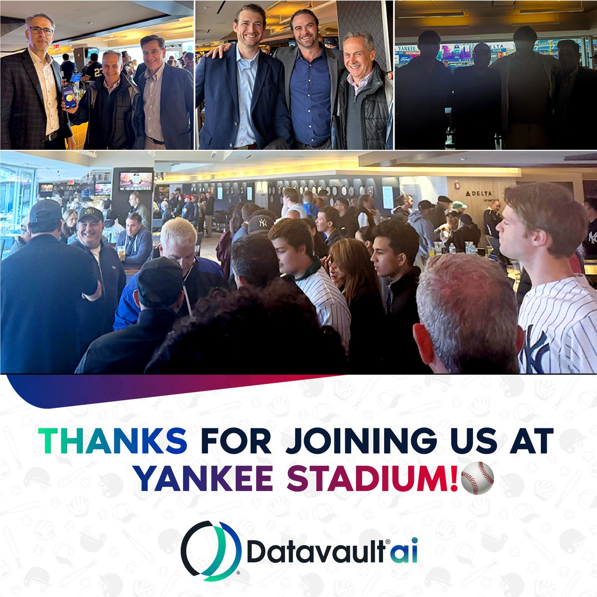 Datavaultai (@datavault_ai) on Twitter photo What an incredible day at <a href="/yankeestadium/">Yankee Stadium</a>! ⚾️ A huge thank you to all the clients, partners, and friends who joined us at our sponsored Yankees event.
Here’s to many more moments of #innovation and #teamwork—both on and off the field!
#DatavaultAI #Yankees #ClientAppreciation What an incredible day at <a href="/yankeestadium/">Yankee Stadium</a>! ⚾️ A huge thank you to all the clients, partners, and friends who joined us at our sponsored Yankees event.
Here’s to many more moments of #innovation and #teamwork—both on and off the field!
#DatavaultAI #Yankees #ClientAppreciation