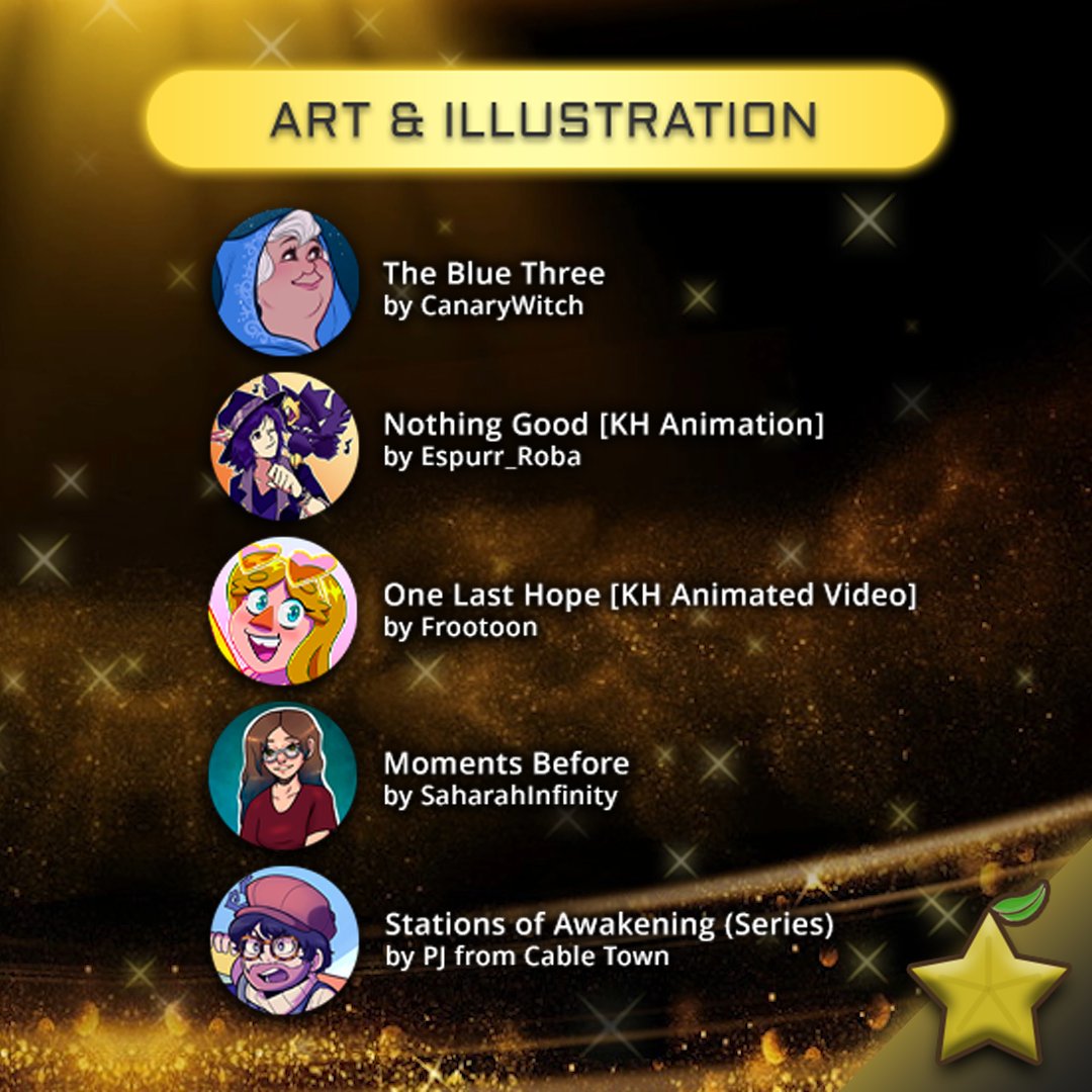 KHReconnect's tweet image. 🎨 2025 ART &amp;amp; ILLUSTRATION NOMINEES:

⭐ CanaryWitch
⭐ Espurr_Roba
⭐ @Frootoon
⭐ @SaharahInfinity 
⭐ PJ from Cable Town

#MillionDreamsAwards
🔗 khguides.com/million-dreams
