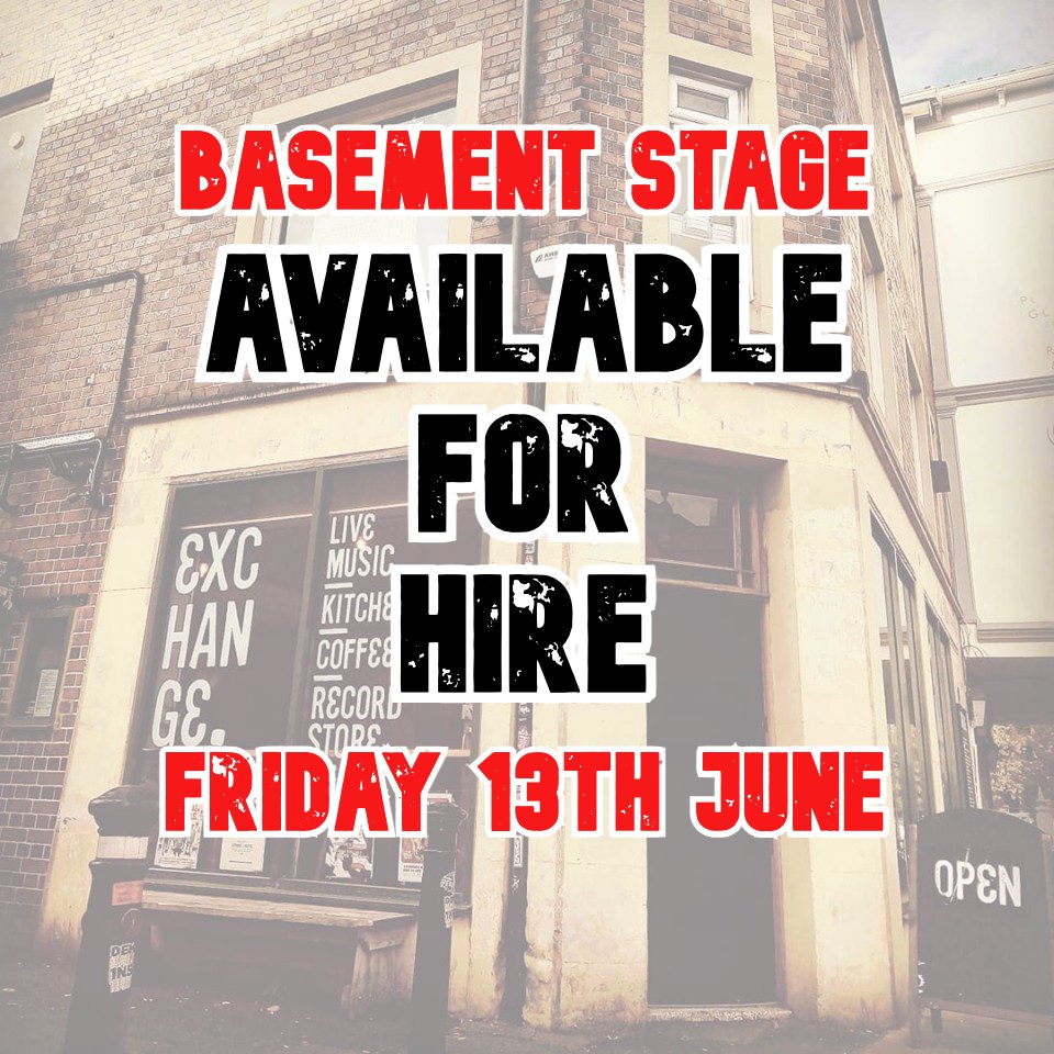 Exchange Bristol (@exchangebristol) on Twitter photo We have a rare space on a FRIDAY NIGHT available for hire! Contact bookings@exchangebristol.com to hire it for a gig, club or event. We have a rare space on a FRIDAY NIGHT available for hire! Contact bookings@exchangebristol.com to hire it for a gig, club or event.