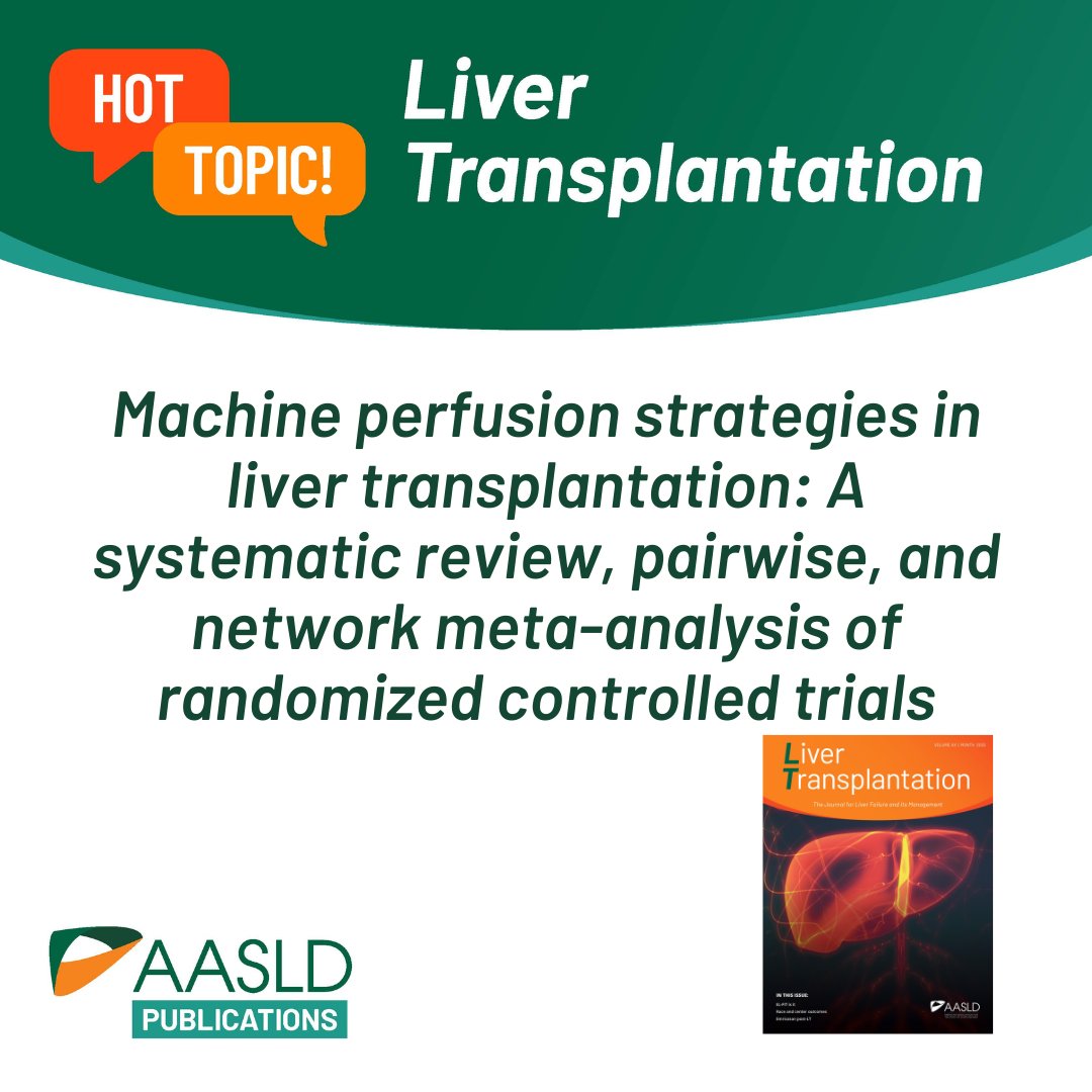 AASLD (@aasldtweets) on Twitter photo 🔥 Hot Topic in <a href="/LTxJournal/">Liver Transplantation Journal (LTxJournal)</a>! Hypothermic oxygenated machine perfusion (HOPE) and dual HOPE offer a promising alternative to static cold storage, helping expand the donor pool while maintaining—or even improving—post-transplant outcomes. #LiverTwitter bit.ly/3FfXYtp 🔥 Hot Topic in <a href="/LTxJournal/">Liver Transplantation Journal (LTxJournal)</a>! Hypothermic oxygenated machine perfusion (HOPE) and dual HOPE offer a promising alternative to static cold storage, helping expand the donor pool while maintaining—or even improving—post-transplant outcomes. #LiverTwitter bit.ly/3FfXYtp